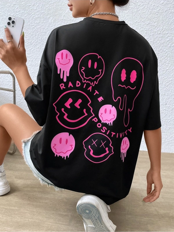 Karikatür ve Grafik tasarım Oversize T-shirt Cartoon/Letter serisi kod306