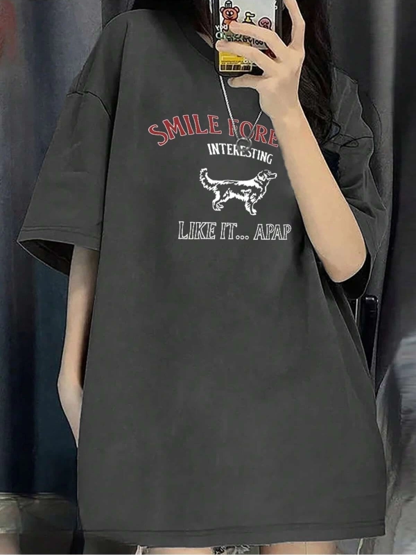 Karikatür ve Grafik tasarım Oversize T-shirt Cartoon/Letter serisi kod325
