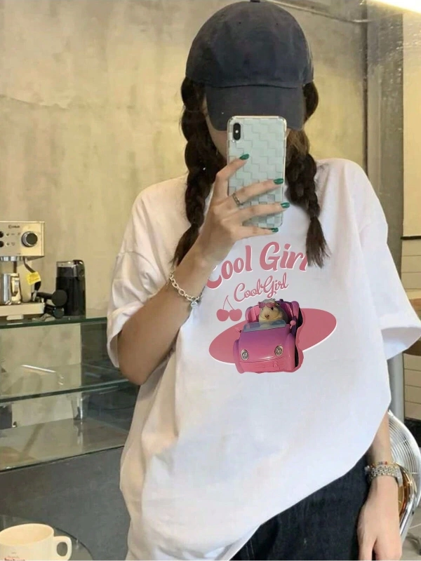 Karikatür ve Grafik tasarım Oversize T-shirt Cartoon/Letter serisi kod329