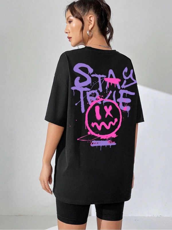 Karikatür ve Grafik tasarım Oversize T-shirt Cartoon/Letter serisi kod33