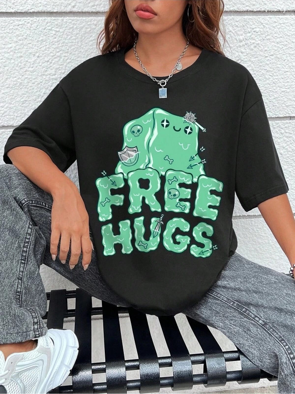 Karikatür ve Grafik tasarım Oversize T-shirt Cartoon/Letter serisi kod330