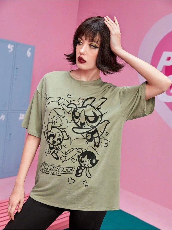 Karikatür ve Grafik tasarım Oversize T-shirt Cartoon/Letter serisi kod331