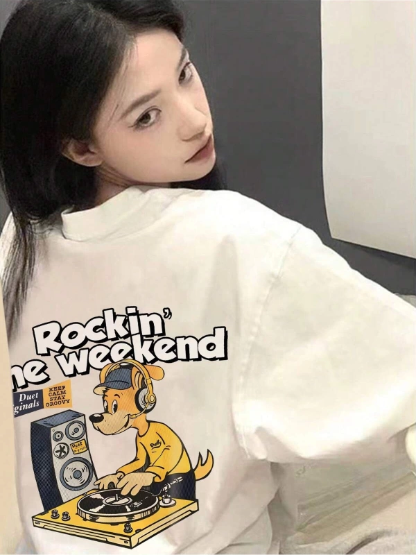 Karikatür ve Grafik tasarım Oversize T-shirt Cartoon/Letter serisi kod336