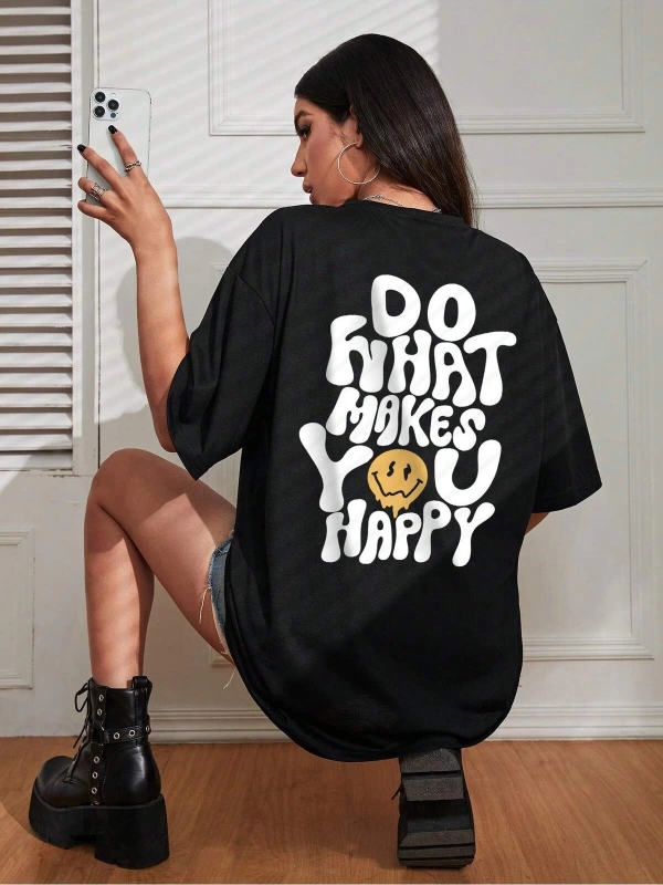 Karikatür ve Grafik tasarım Oversize T-shirt Cartoon/Letter serisi kod345
