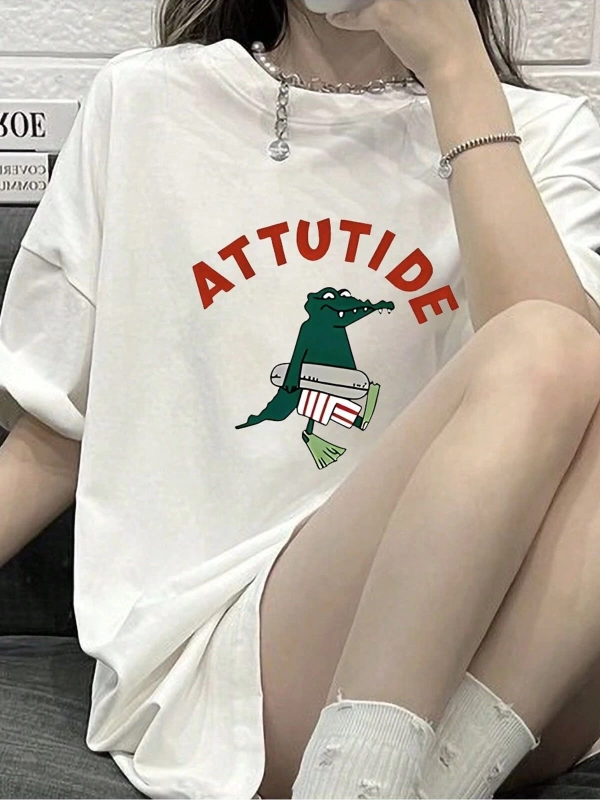 Karikatür ve Grafik tasarım Oversize T-shirt Cartoon/Letter serisi kod354