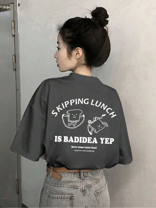 Karikatür ve Grafik tasarım Oversize T-shirt Cartoon/Letter serisi kod360