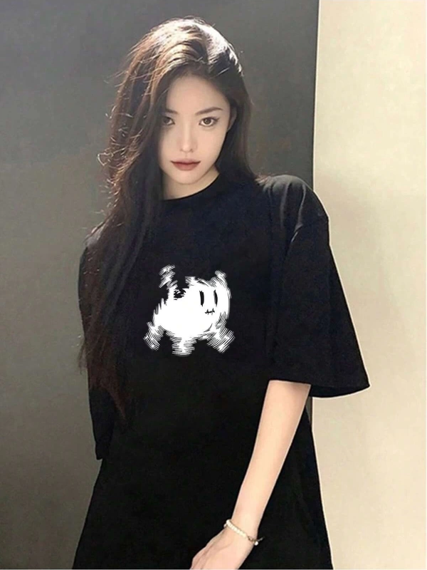 Karikatür ve Grafik tasarım Oversize T-shirt Cartoon/Letter serisi kod364