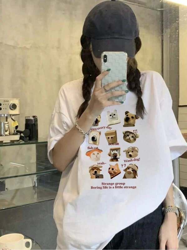 Karikatür ve Grafik tasarım Oversize T-shirt Cartoon/Letter serisi kod367