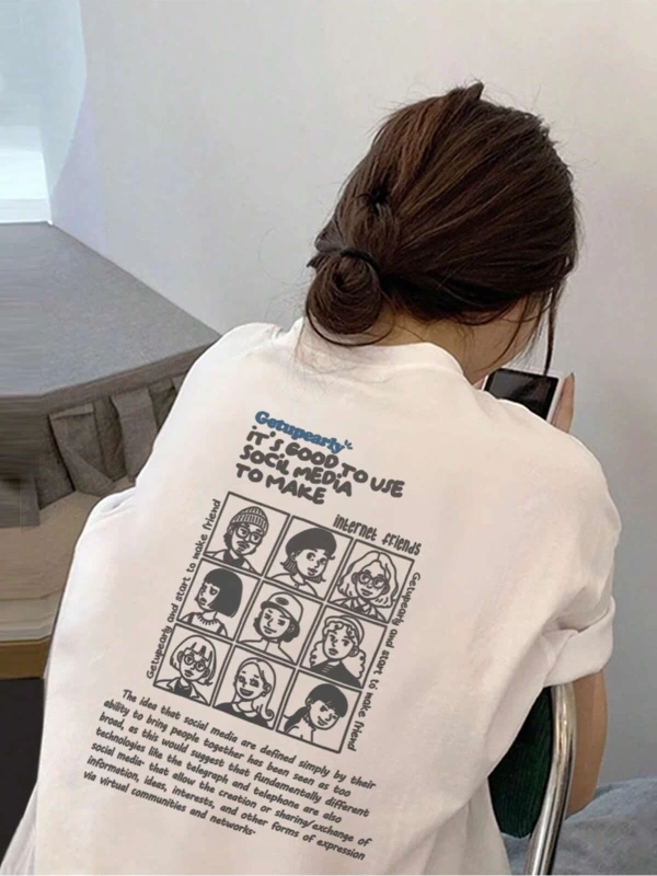 Karikatür ve Grafik tasarım Oversize T-shirt Cartoon/Letter serisi kod379