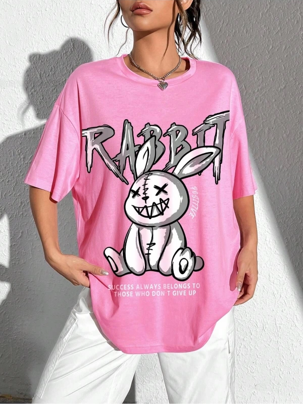 Karikatür ve Grafik tasarım Oversize T-shirt Cartoon/Letter serisi kod38