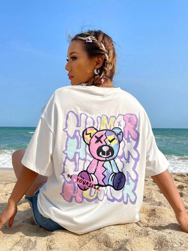 Karikatür ve Grafik tasarım Oversize T-shirt Cartoon/Letter serisi kod388