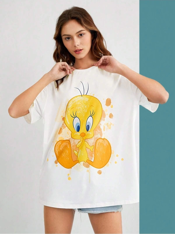 Karikatür ve Grafik tasarım Oversize T-shirt Cartoon/Letter serisi kod393