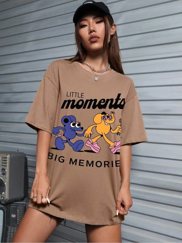 Karikatür ve Grafik tasarım Oversize T-shirt Cartoon/Letter serisi kod396