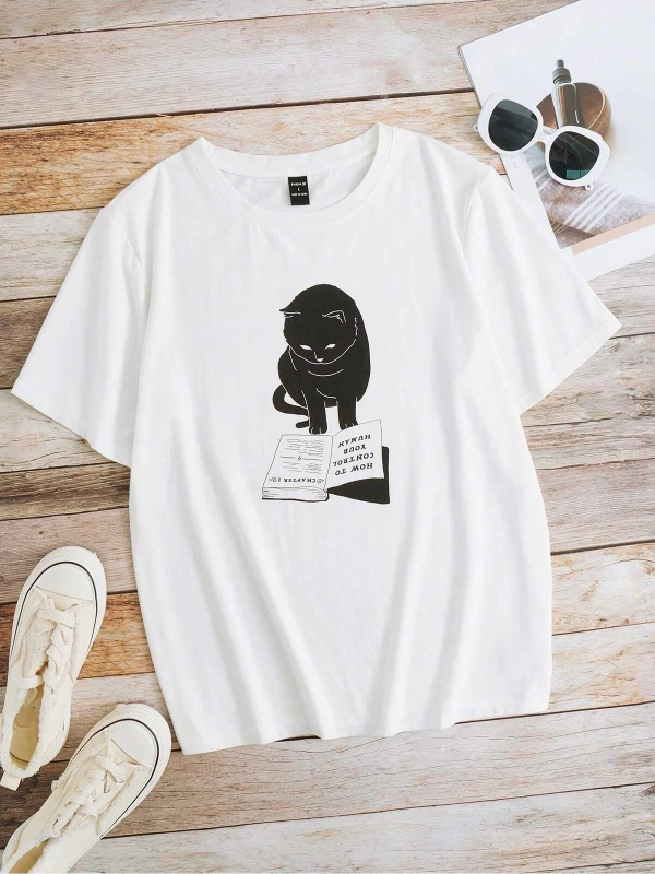 Karikatür ve Grafik tasarım Oversize T-shirt Cartoon/Letter serisi kod401