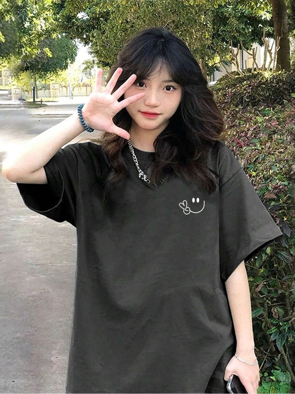 Karikatür ve Grafik tasarım Oversize T-shirt Cartoon/Letter serisi kod424