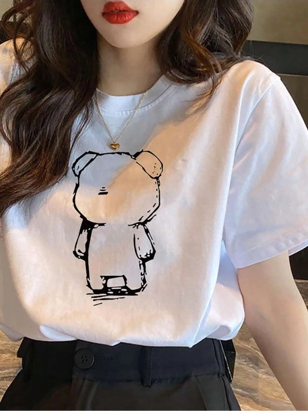 Karikatür ve Grafik tasarım Oversize T-shirt Cartoon/Letter serisi kod443