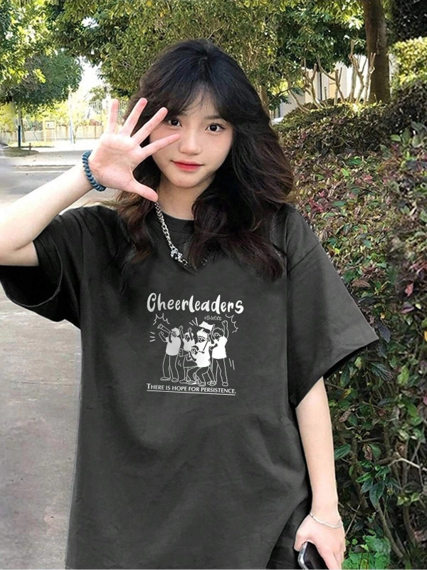 Karikatür ve Grafik tasarım Oversize T-shirt Cartoon/Letter serisi kod479