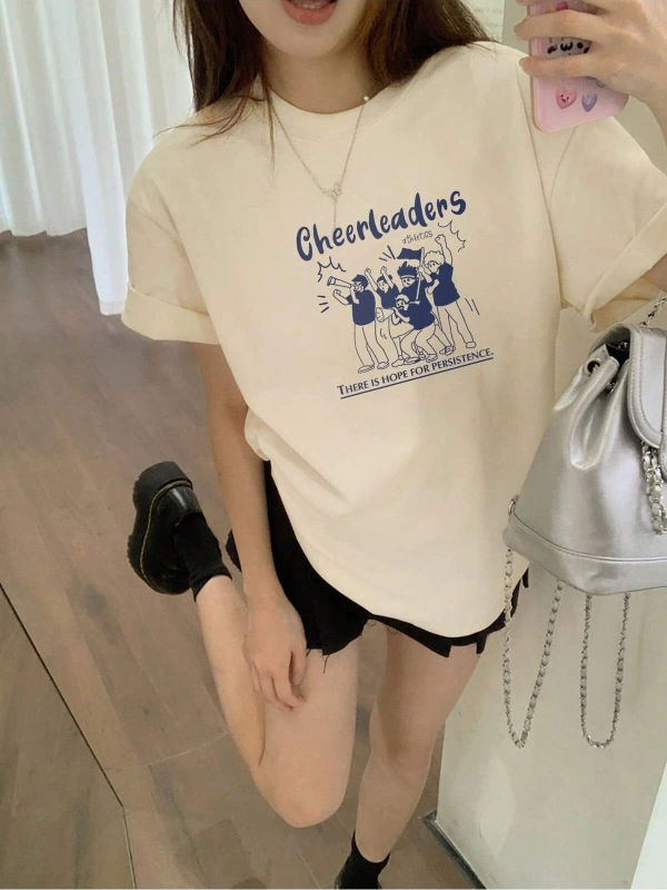 Karikatür ve Grafik tasarım Oversize T-shirt Cartoon/Letter serisi kod481