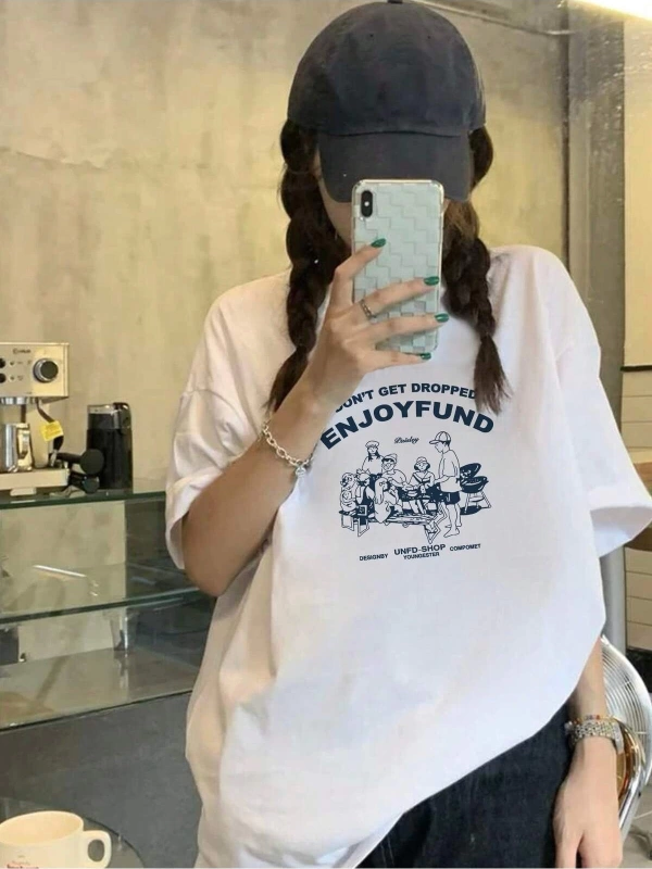 Karikatür ve Grafik tasarım Oversize T-shirt Cartoon/Letter serisi kod489
