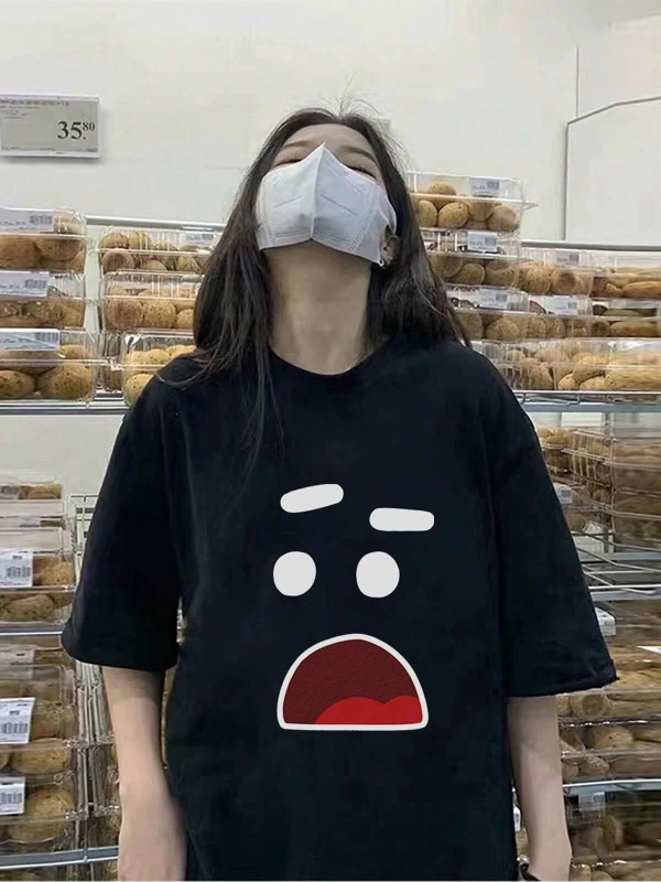 Karikatür ve Grafik tasarım Oversize T-shirt Cartoon/Letter serisi kod518