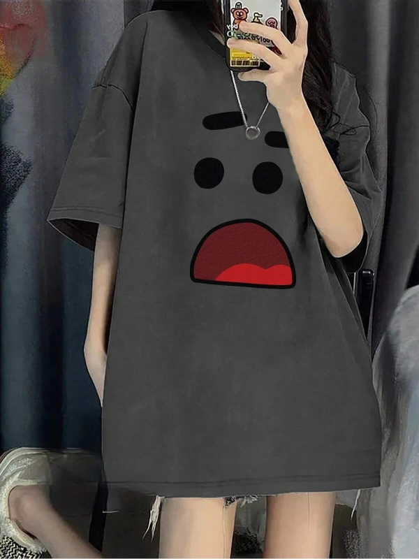 Karikatür ve Grafik tasarım Oversize T-shirt Cartoon/Letter serisi kod520
