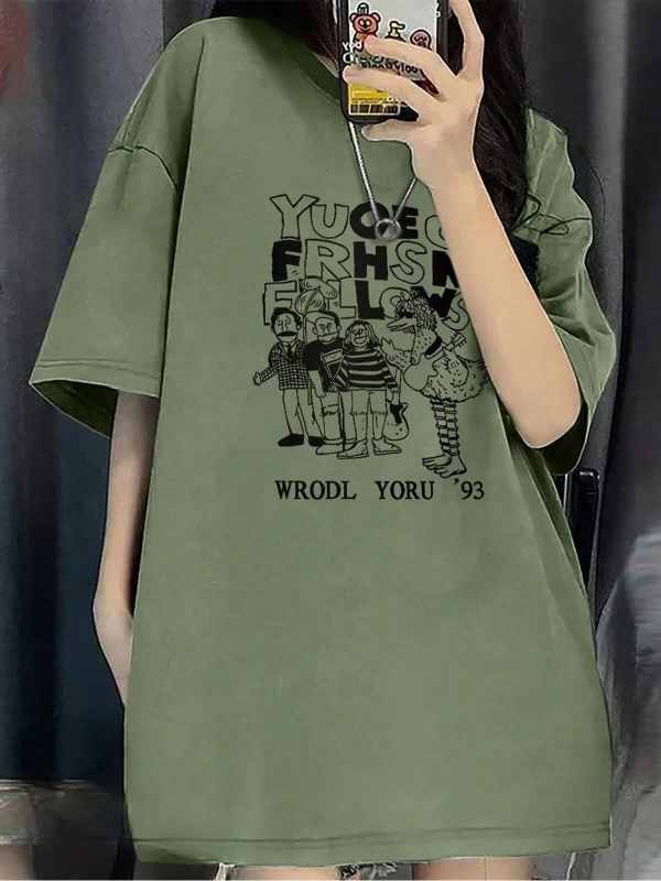 Karikatür ve Grafik tasarım Oversize T-shirt Cartoon/Letter serisi kod528