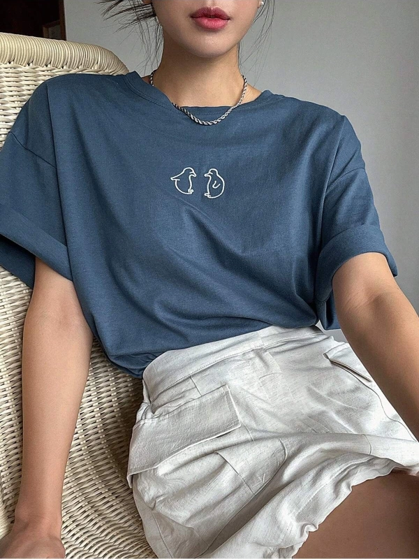 Karikatür ve Grafik tasarım Oversize T-shirt Cartoon/Letter serisi kod553