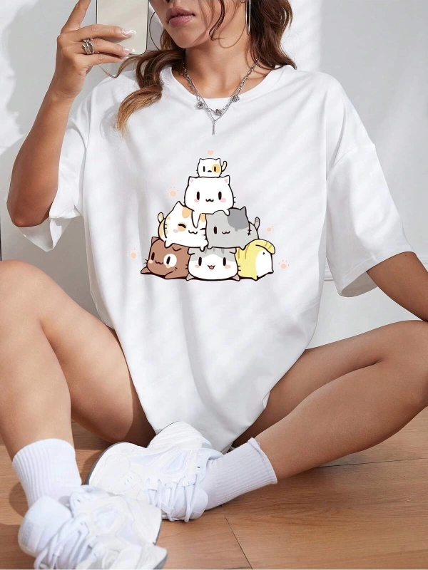 Karikatür ve Grafik tasarım Oversize T-shirt Cartoon/Letter serisi kod568