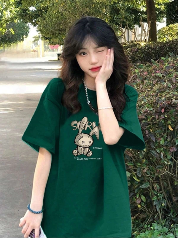 Karikatür ve Grafik tasarım Oversize T-shirt Cartoon/Letter serisi kod575