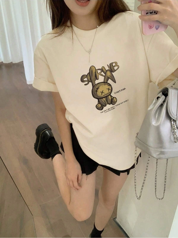 Karikatür ve Grafik tasarım Oversize T-shirt Cartoon/Letter serisi kod576