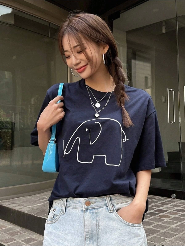 Karikatür ve Grafik tasarım Oversize T-shirt Cartoon/Letter serisi kod583