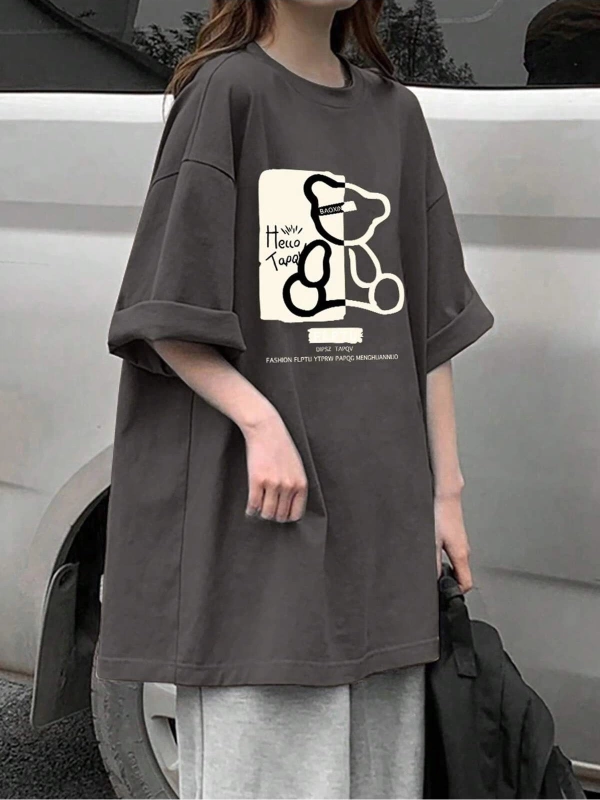 Karikatür ve Grafik tasarım Oversize T-shirt Cartoon/Letter serisi kod585