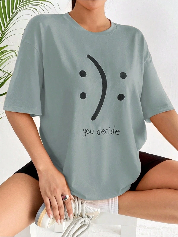 Karikatür ve Grafik tasarım Oversize T-shirt Cartoon/Letter serisi kod596