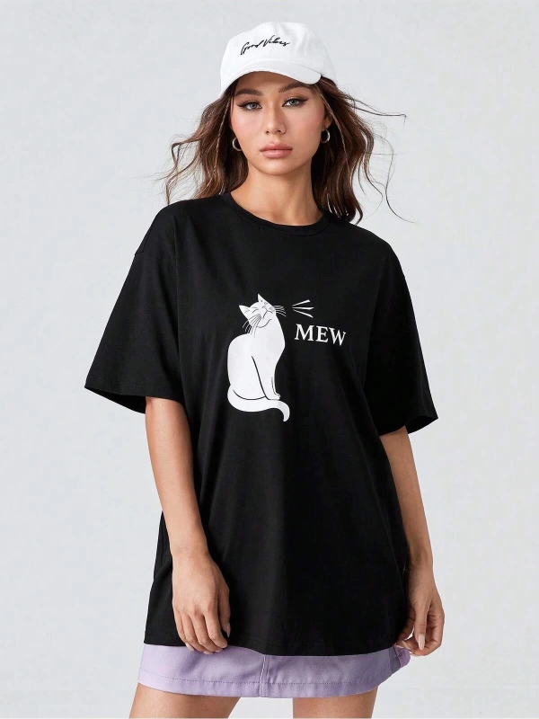 Karikatür ve Grafik tasarım Oversize T-shirt Cartoon/Letter serisi kod651