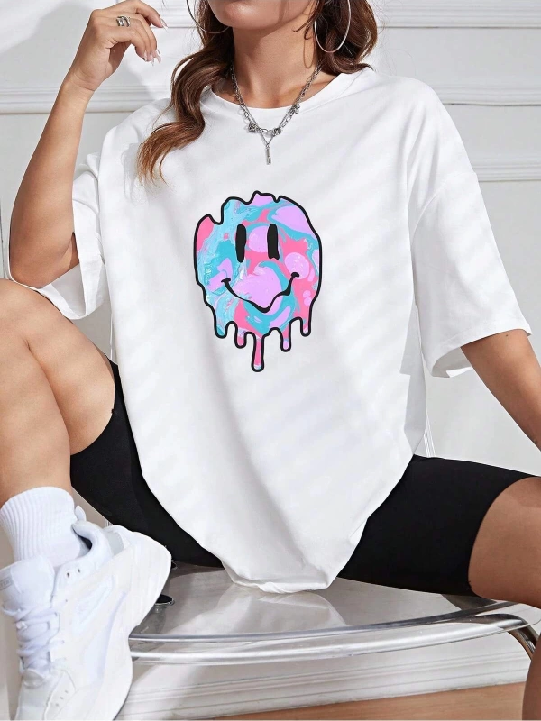 Karikatür ve Grafik tasarım Oversize T-shirt Cartoon/Letter serisi kod655