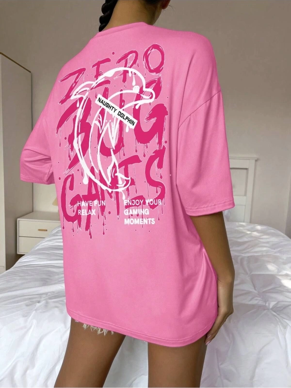 Karikatür ve Grafik tasarım Oversize T-shirt Cartoon/Letter serisi kod674