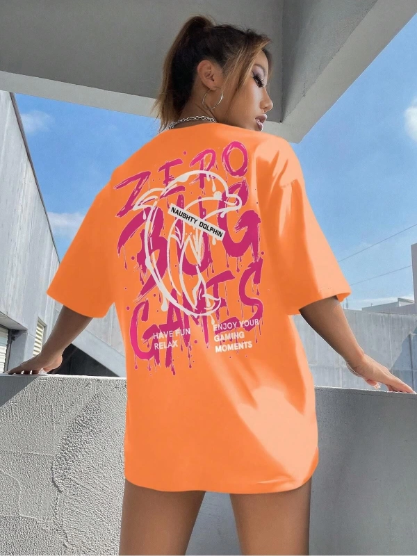 Karikatür ve Grafik tasarım Oversize T-shirt Cartoon/Letter serisi kod675