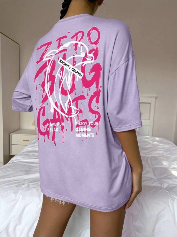 Karikatür ve Grafik tasarım Oversize T-shirt Cartoon/Letter serisi kod678