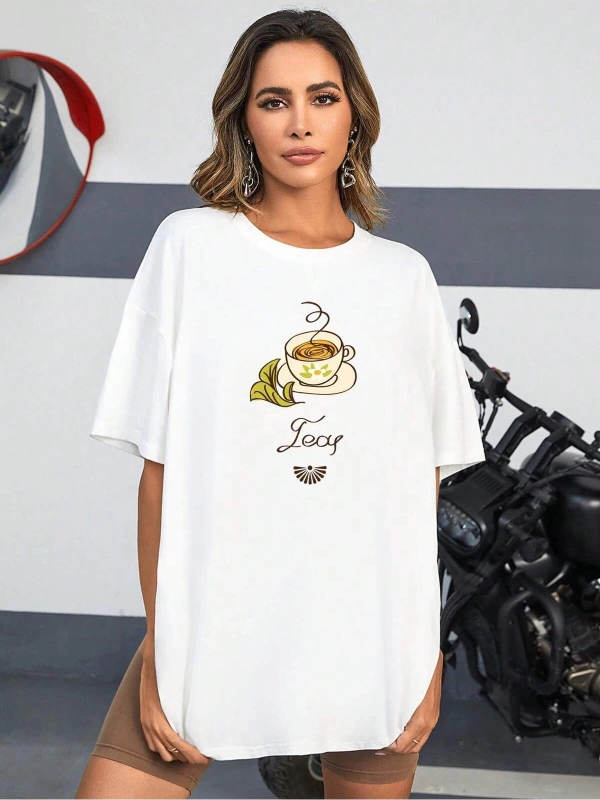 Karikatür ve Grafik tasarım Oversize T-shirt Cartoon/Letter serisi kod706