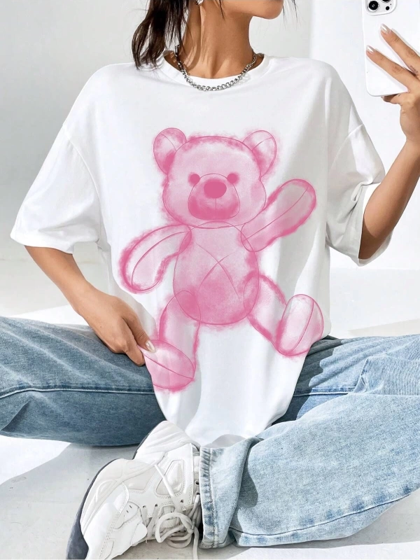 Karikatür ve Grafik tasarım Oversize T-shirt Cartoon/Letter serisi kod716