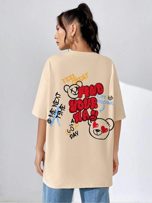 Karikatür ve Grafik tasarım Oversize T-shirt Cartoon/Letter serisi kod727
