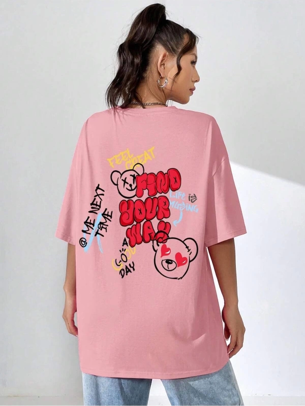 Karikatür ve Grafik tasarım Oversize T-shirt Cartoon/Letter serisi kod728