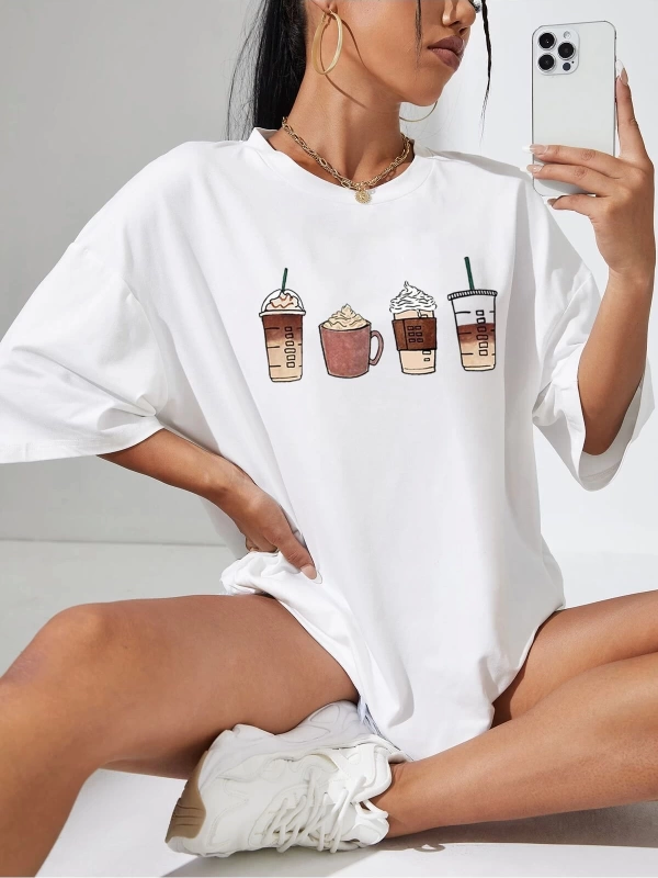 Karikatür ve Grafik tasarım Oversize T-shirt Cartoon/Letter serisi kod773