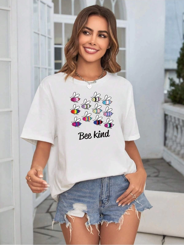 Karikatür ve Grafik tasarım Oversize T-shirt Cartoon/Letter serisi kod792