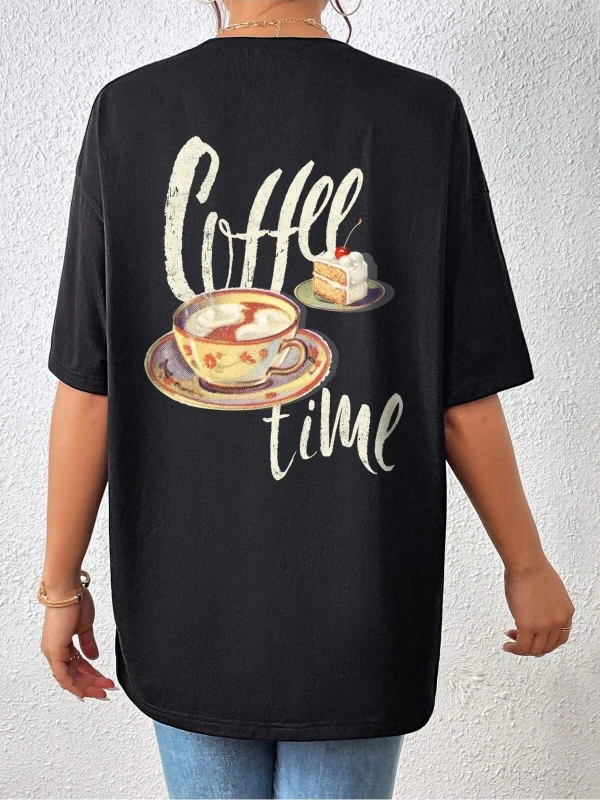 Karikatür ve Grafik tasarım Oversize T-shirt Cartoon/Letter serisi kod856