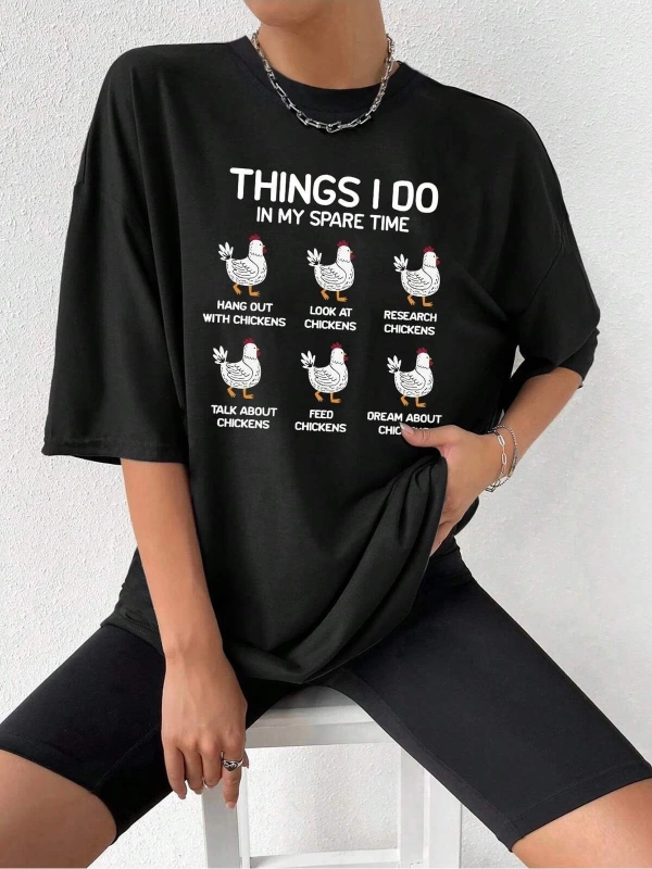 Karikatür ve Grafik tasarım Oversize T-shirt Cartoon/Letter serisi kod857