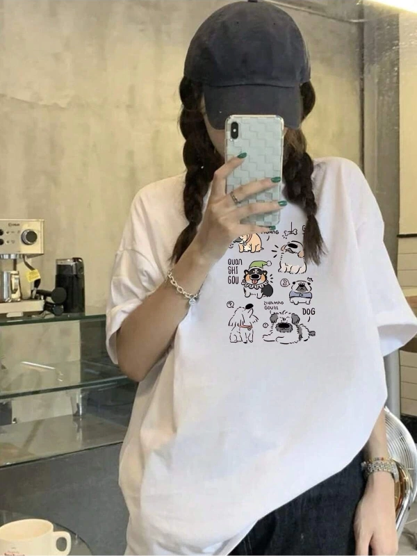 Karikatür ve Grafik tasarım Oversize T-shirt Cartoon/Letter serisi kod888