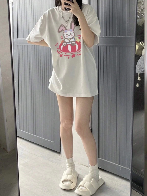 Karikatür ve Grafik tasarım Oversize T-shirt Cartoon/Letter serisi kod890