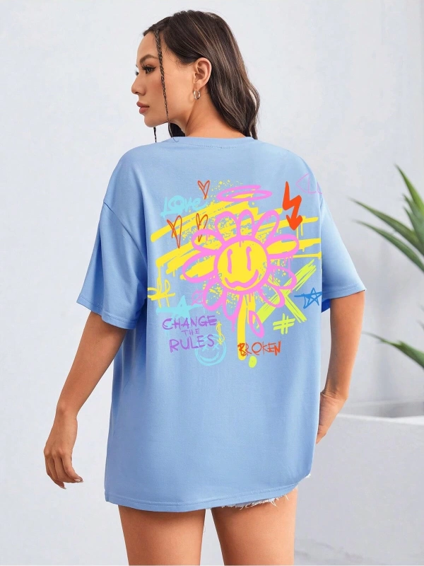 Karikatür ve Grafik tasarım Oversize T-shirt Cartoon/Letter serisi kod897