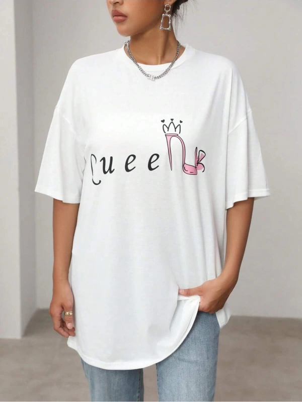 Karikatür ve Grafik tasarım Oversize T-shirt Cartoon/Letter serisi kod904
